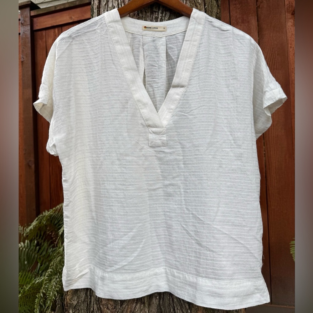 Marine Layer Lightweight Cream Loose Fitting Blouse EUC